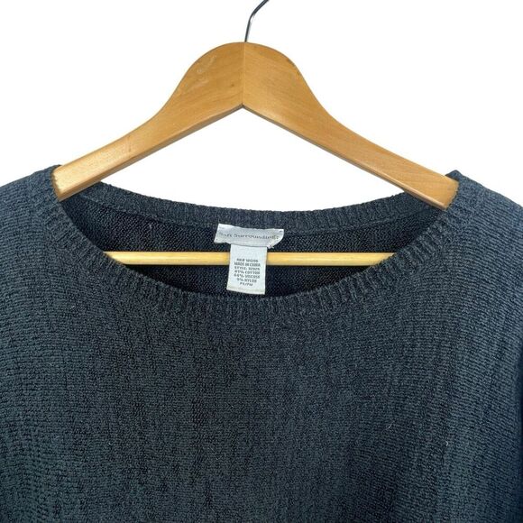 Soft Surroundings Black Patch Pocket Crewneck Tunic Sweater Size PS/PM - Picture 6 of 11